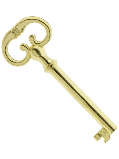 2 7/8-inch Long Drawer Key with Fancy Bow in Polished Brass.